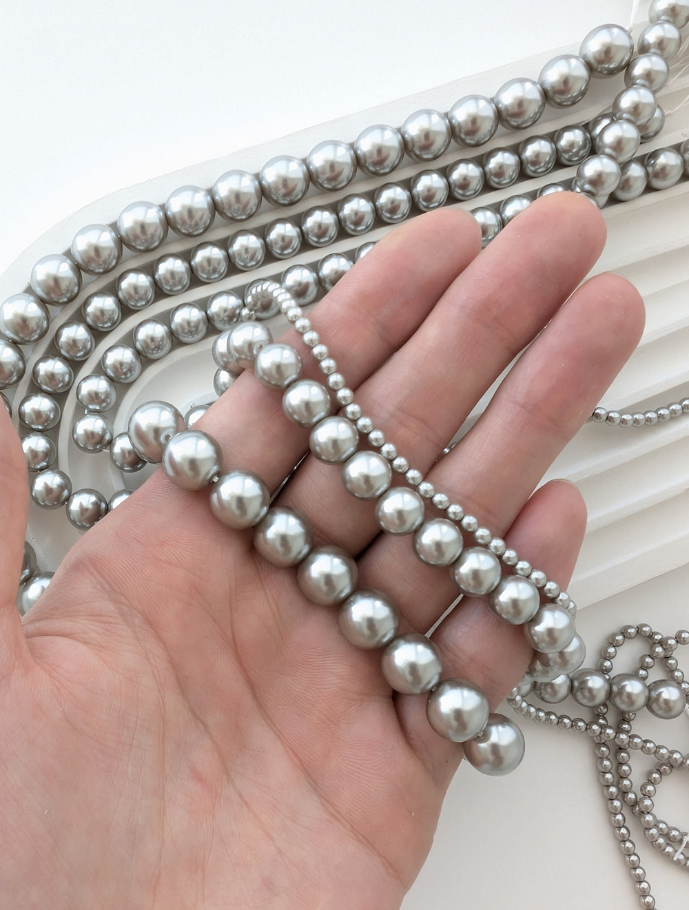 Жемчуг Майорка светло-серый