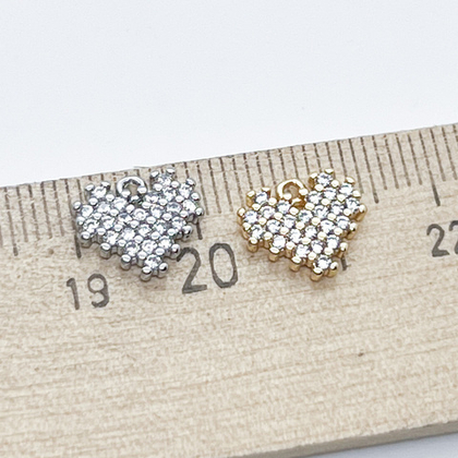 Подвеска Сердце, цвет золото, фианиты, размер 10*9 мм, цена за 1 шт