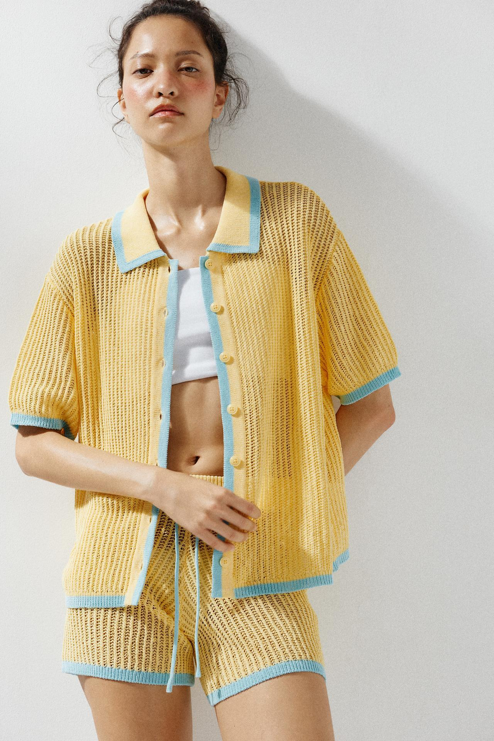 ZARA КАРДИГАН ПОЛО, СВЕТЛО-ЖЕЛТЫЙ