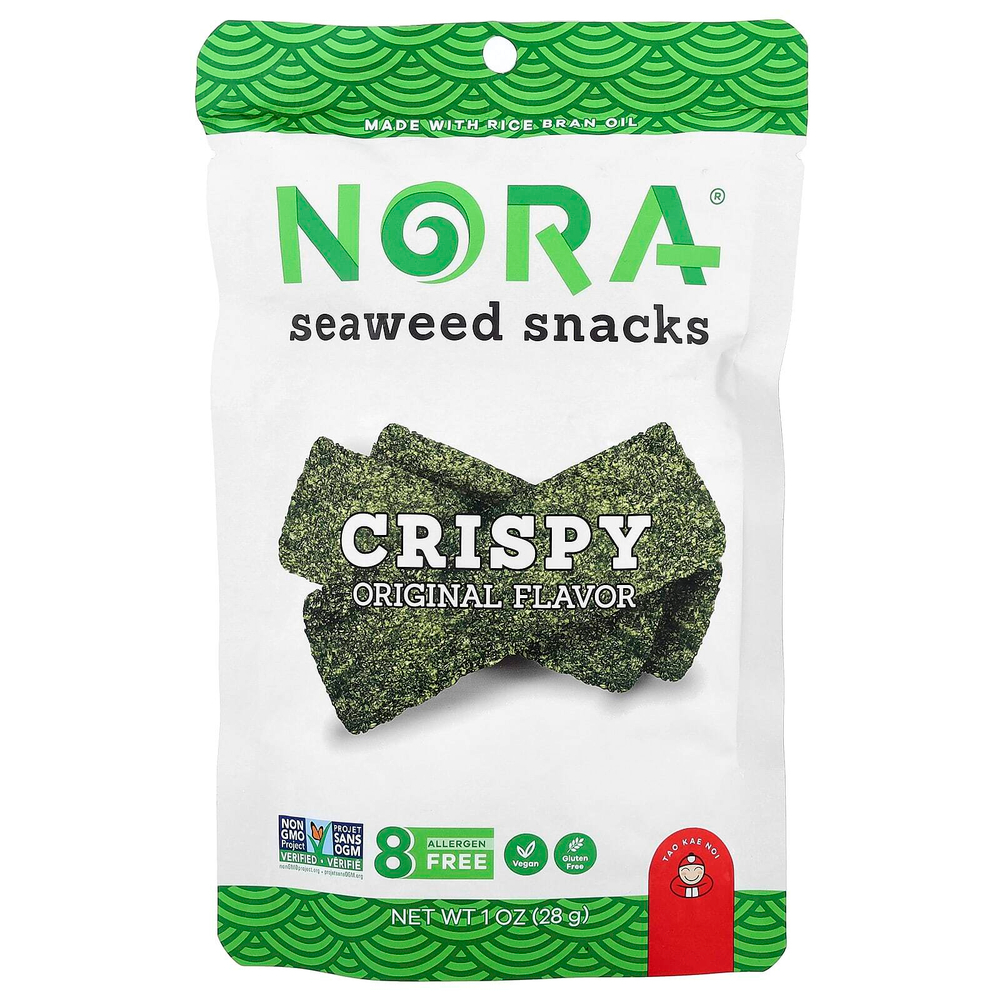 Nora Snacks, Снеки из морских водорослей, оригинальный хрустящий, 32 г (1,13 унции)