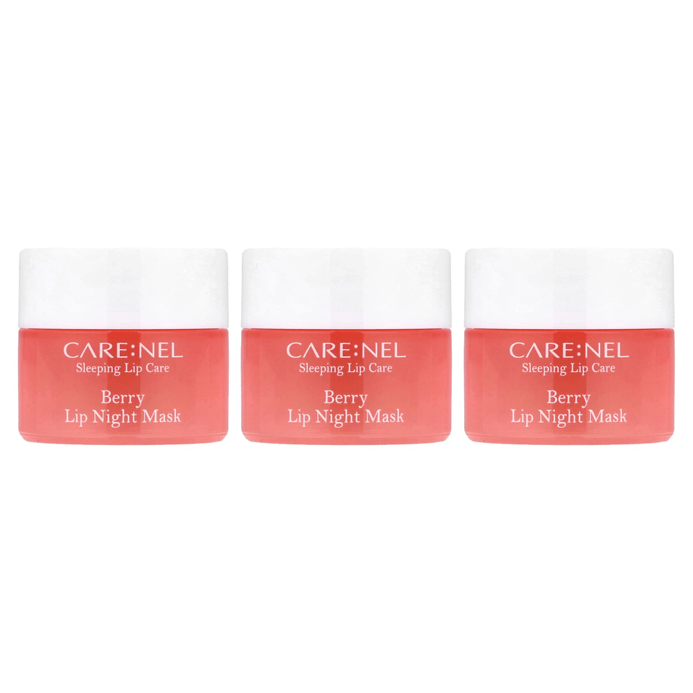 Care:Nel, ночная маска для губ, ягода, 3 шт. по 5 г