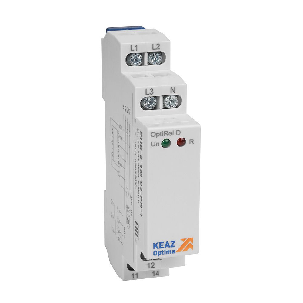 Реле контроля фаз OptiRel D PHS-3-1M-03-PN-1 чередования обрыва фаз 3Ф+N 1СО КЭАЗ