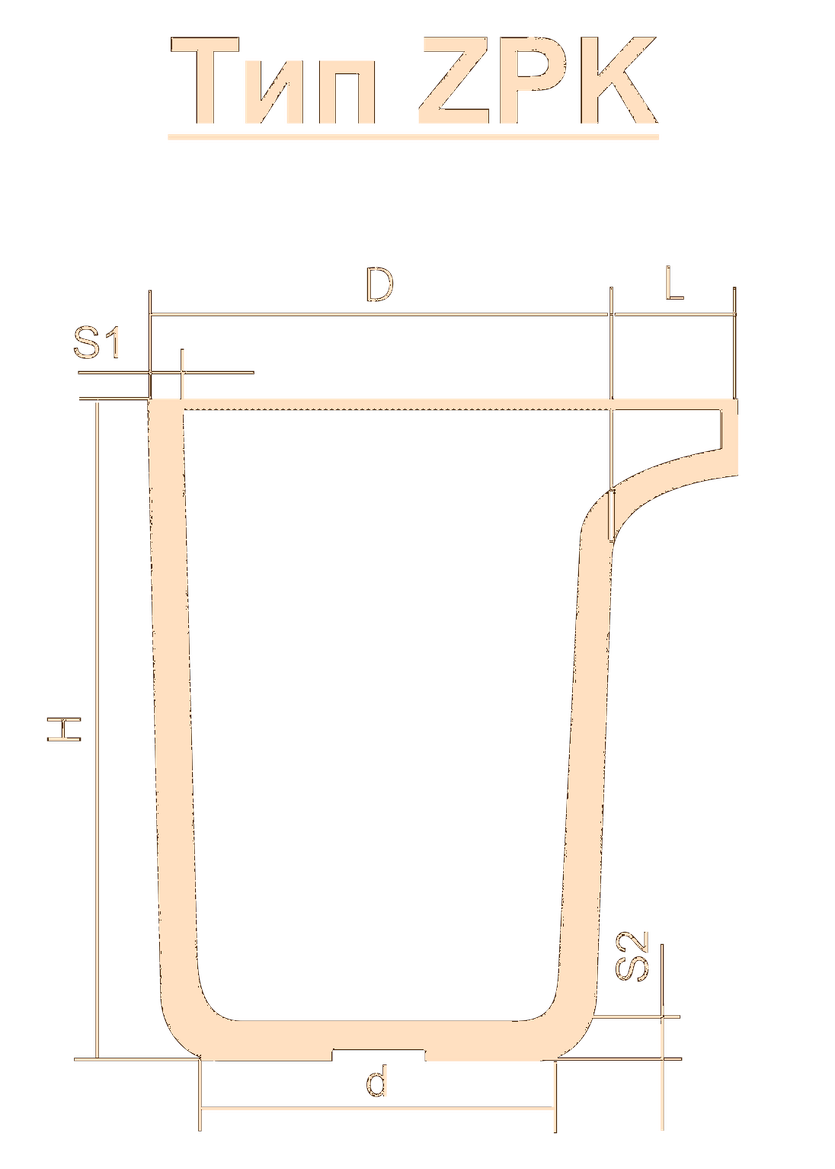 Тигель ZPK 1150 L Lн=160в