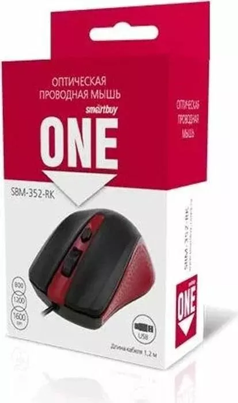 Мышь проводная SMART-BUY ONE SBM-352-RK  красно-черная