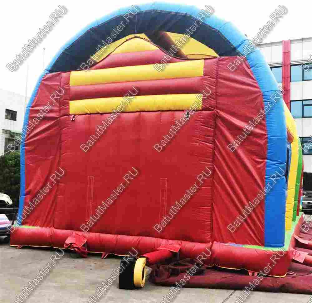 Надувной батут "Страна Сафария" с крышей и высокими горками 13*7*6 м