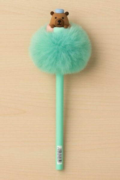 Ручка с помпоном "The amazing capybara", green