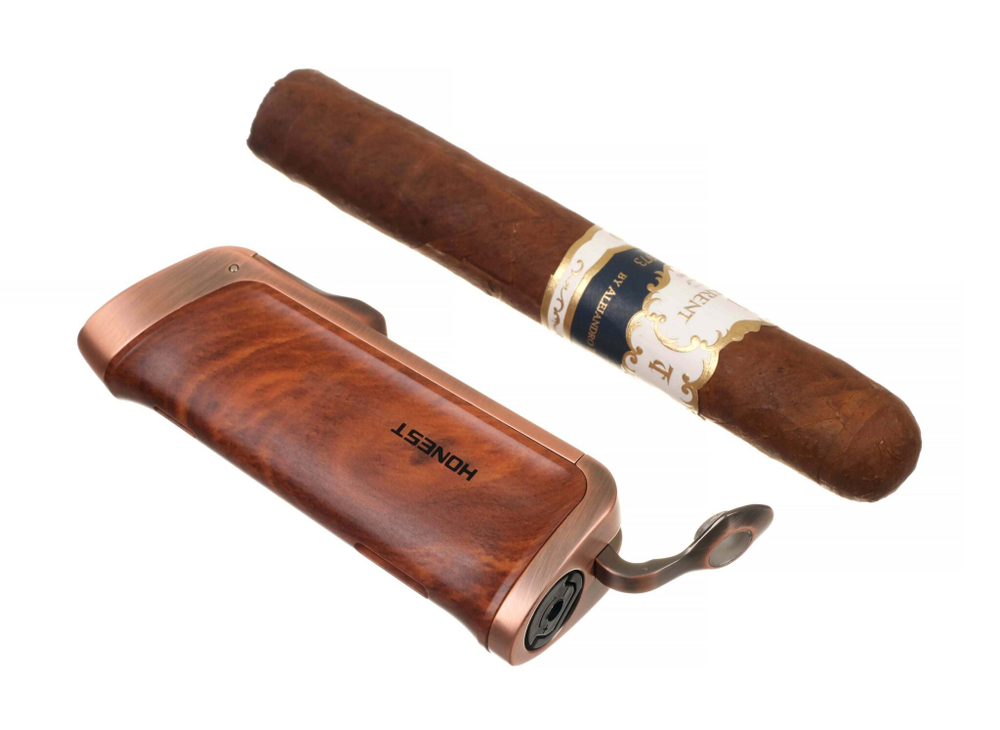 Зажигалка сигарная Honest, тройное пламя, с пробойником, бронза 787-Bronze