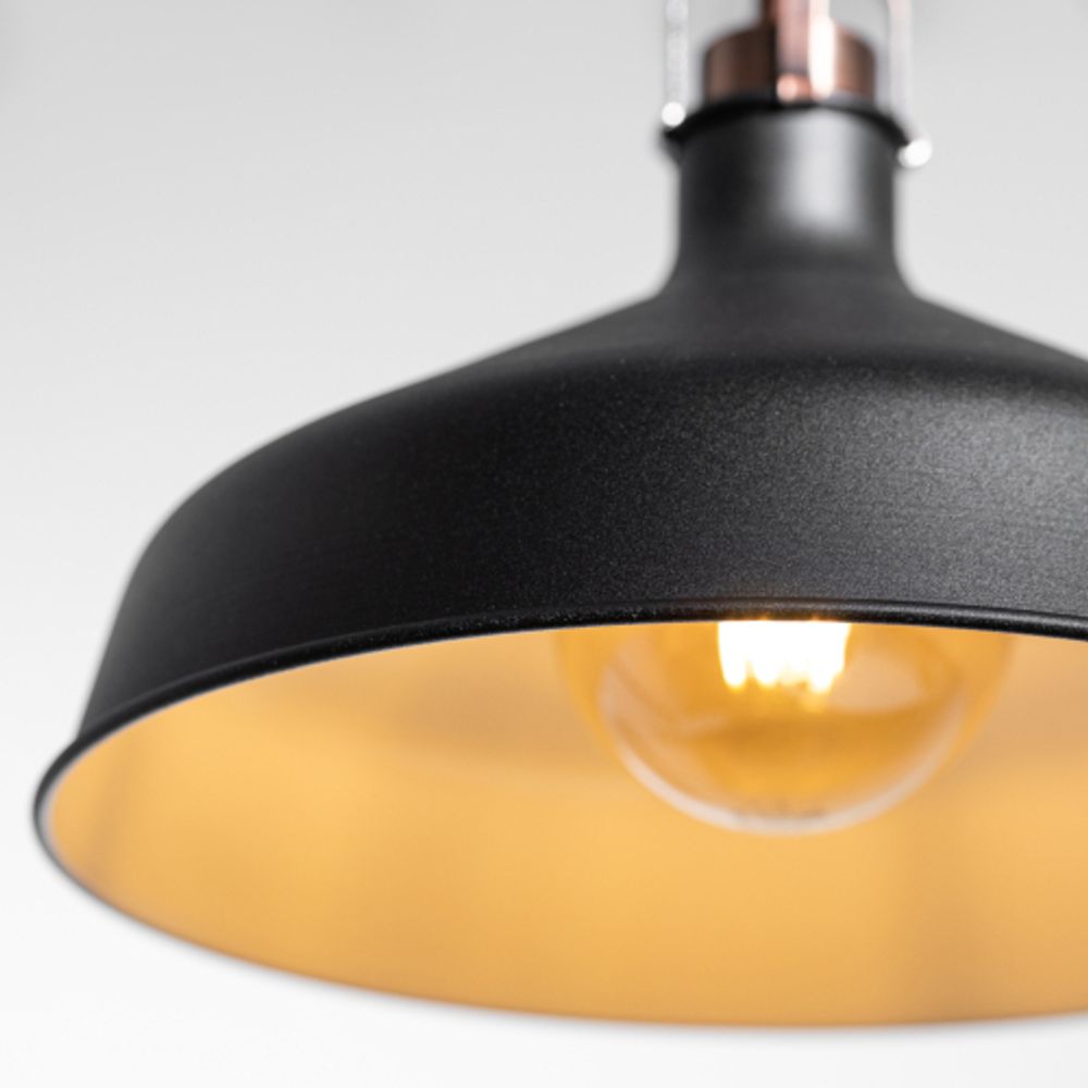 Светильник подвесной ЭРА PL2 BK/RC под лампу E27 высота плафона 200мм подвеса 780мм черный/медь | Подвесы в стиле LOFT