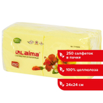 Салфетки бумажные 250 штук 24х24 см LAIMA желтые 100% целлюлоза (9 штук в упаковке)