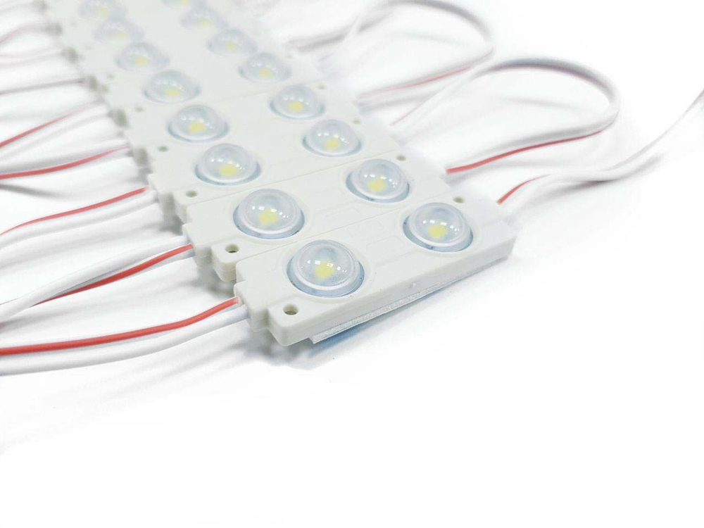 Светодиодный модуль с линзой SMD2835/2LED, 40х13х4мм, 0,8W, 100lm, 3000K Теплый Белый