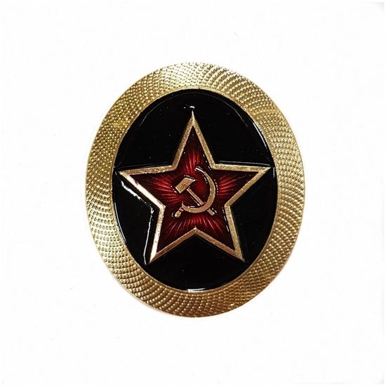 Кокарда мет. Морская Пехота (звезда 34 мм) нерж. сталь с зол. напылением и пласт. накладкой