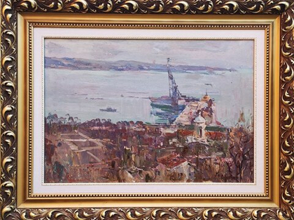 Картина Столяренко П.К. "Вид на бухту" картон/масло 50х70