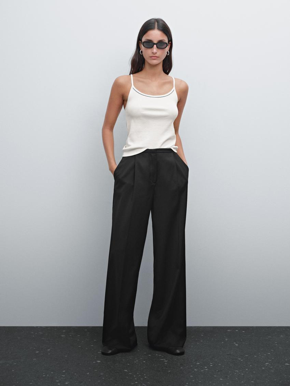 Massimo Dutti Трикотажный топ, натуральный, кремовый