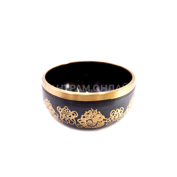 Чаша поющая Лев с золотыми символами 5 металлов d-11,5 см h-6,5 см вес от 420 г до 600 г