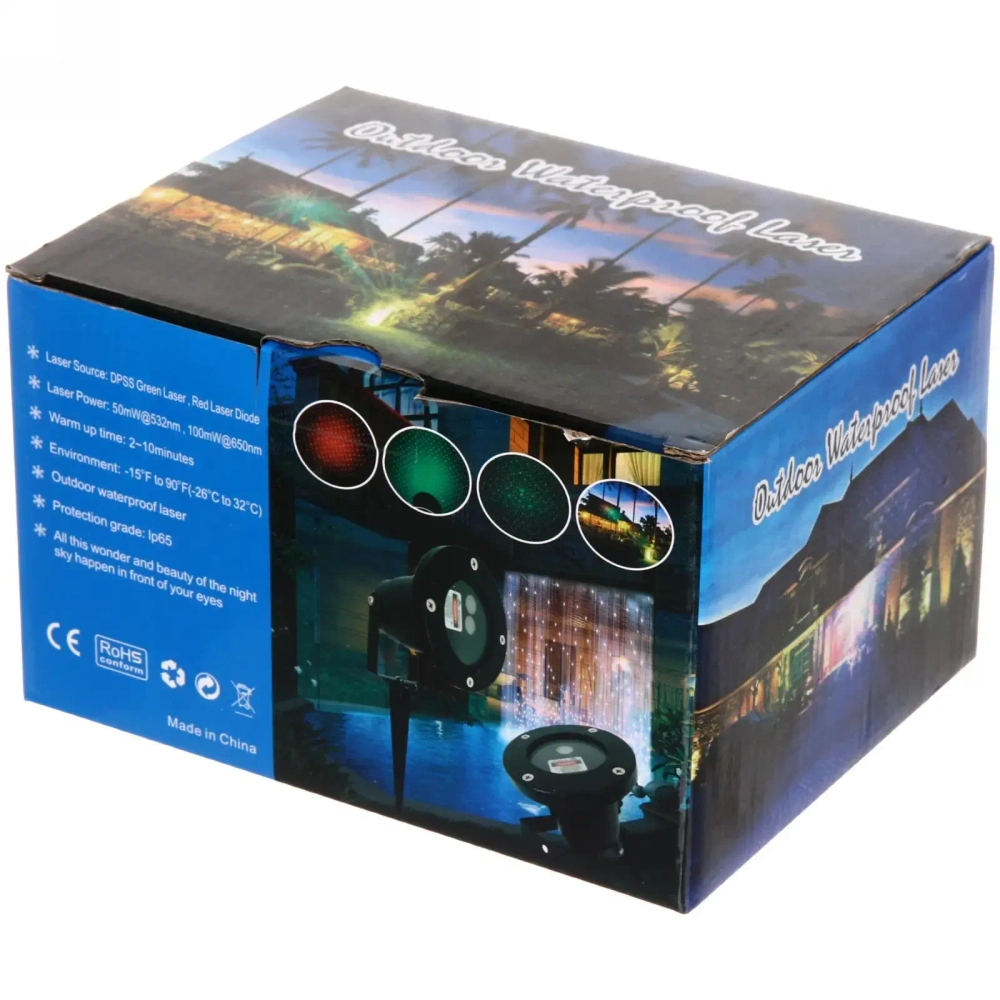 Световой прибор Лазер уличный, 4 картинки, корпус метал. XL-058 (220V)