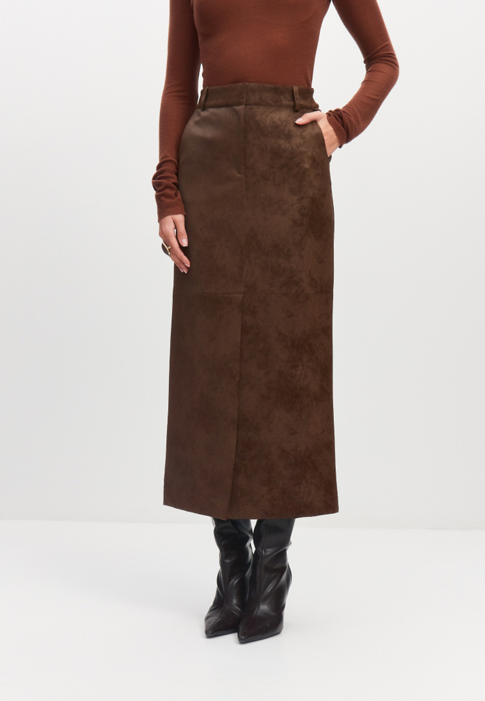 Фактурная юбка миди из экокожи предзаказ