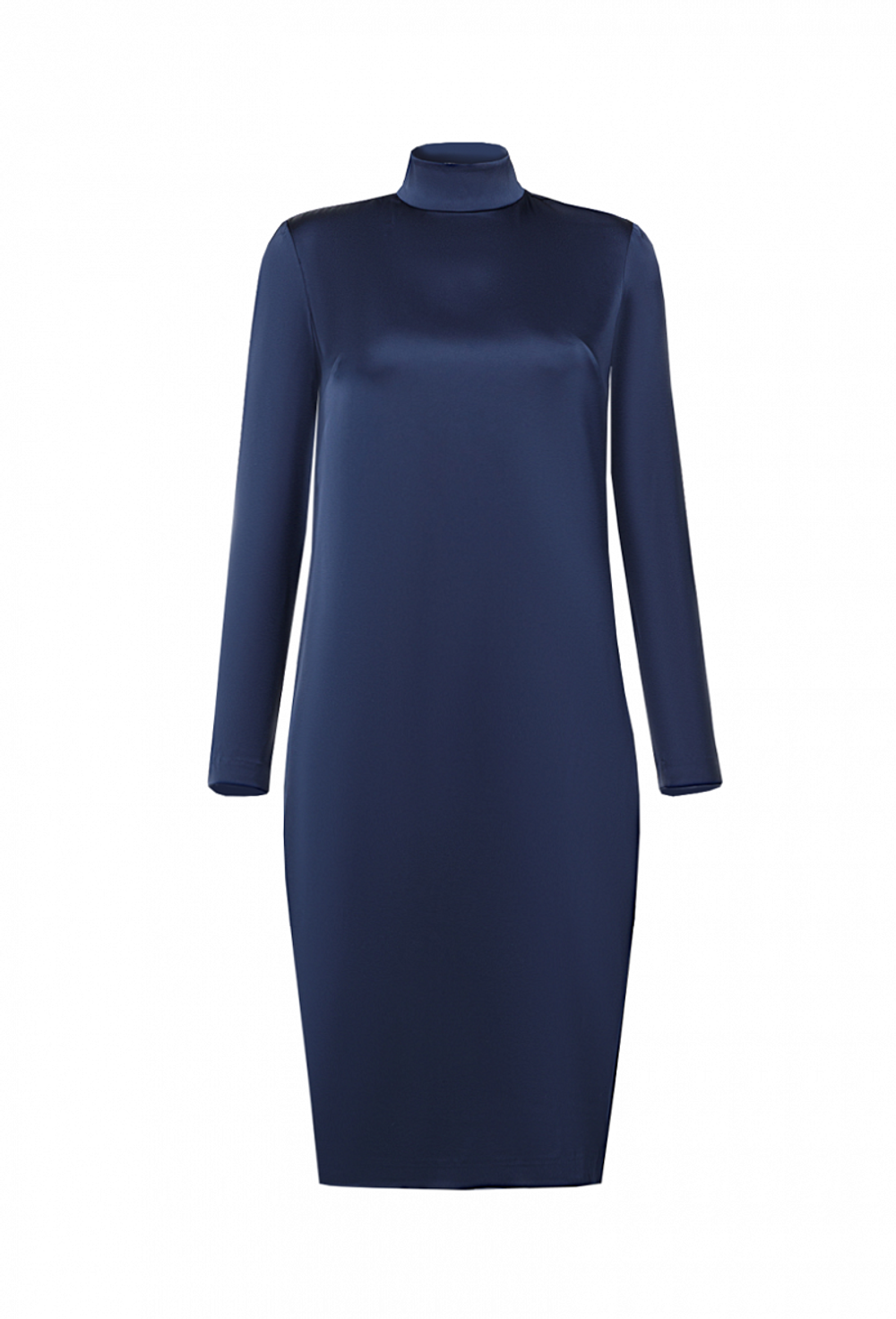 Шелковое прямое платье тёмно-синее 06-02-21 FW