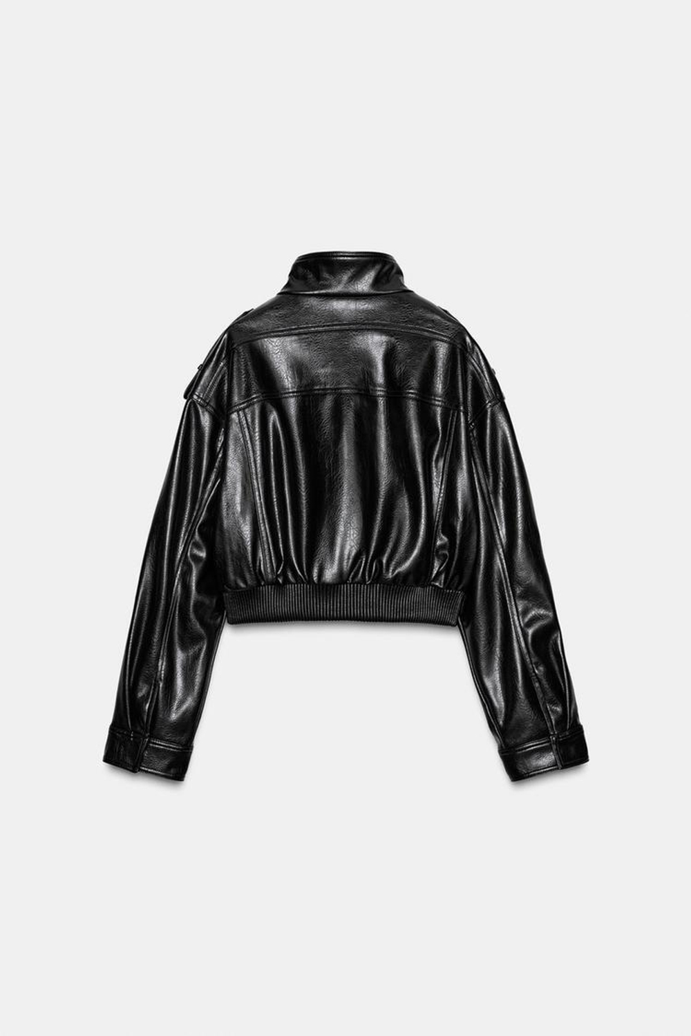 ZARA КУРТКА ИЗ ИСКУССТВЕННОЙ КОЖИ С ХЛЯСТИКАМИ, ЧЕРНЫЙ