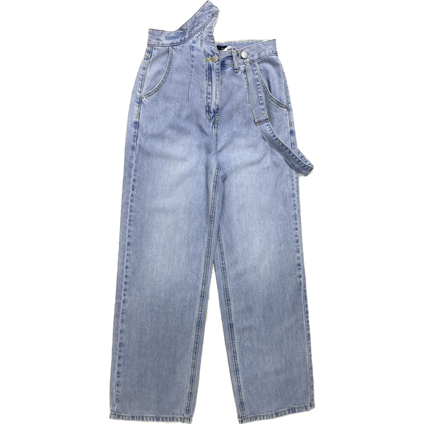 Женские облегчённые широкие джинсы с оригинальными элементами кроя