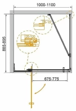 Душевой уголок Cezares Slider 90x110 AH-1-90-100/110-GRIGIO-BORO стекло серое/профиль золото брашированное