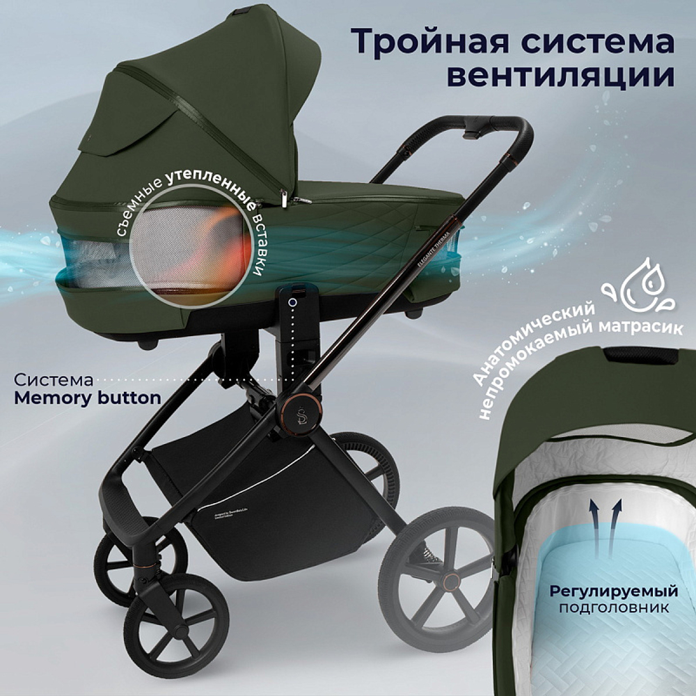 Детская коляска Sweet Baby Elegante Therma SBL 2 в 1 Green