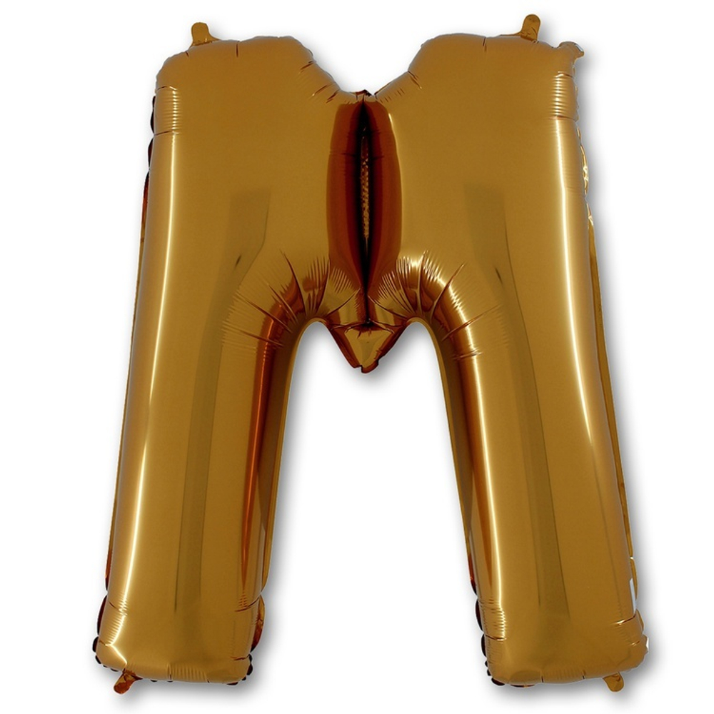 Фольгированная фигура, Буква М 100 см Gold