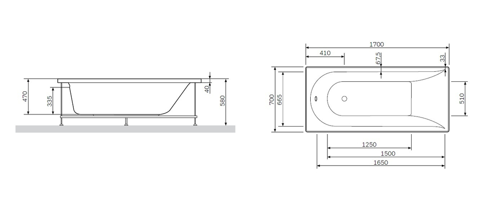 Акриловая ванна AM.PM Spirit (АМ.ПМ Спирит) 170x70, W72A-170-070W-A2