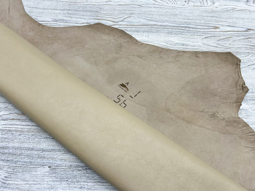 Poncho Lux Lino (1,3-1,5 мм), цв. Бежевый, натуральная кожа козы