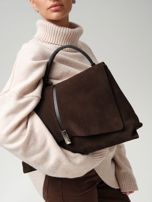 Замшевая сумка сэтчел Colette DBR 31349 черный каштан