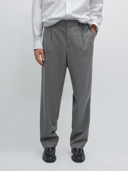 Massimo Dutti Брюки свободного кроя с вытачками, серый