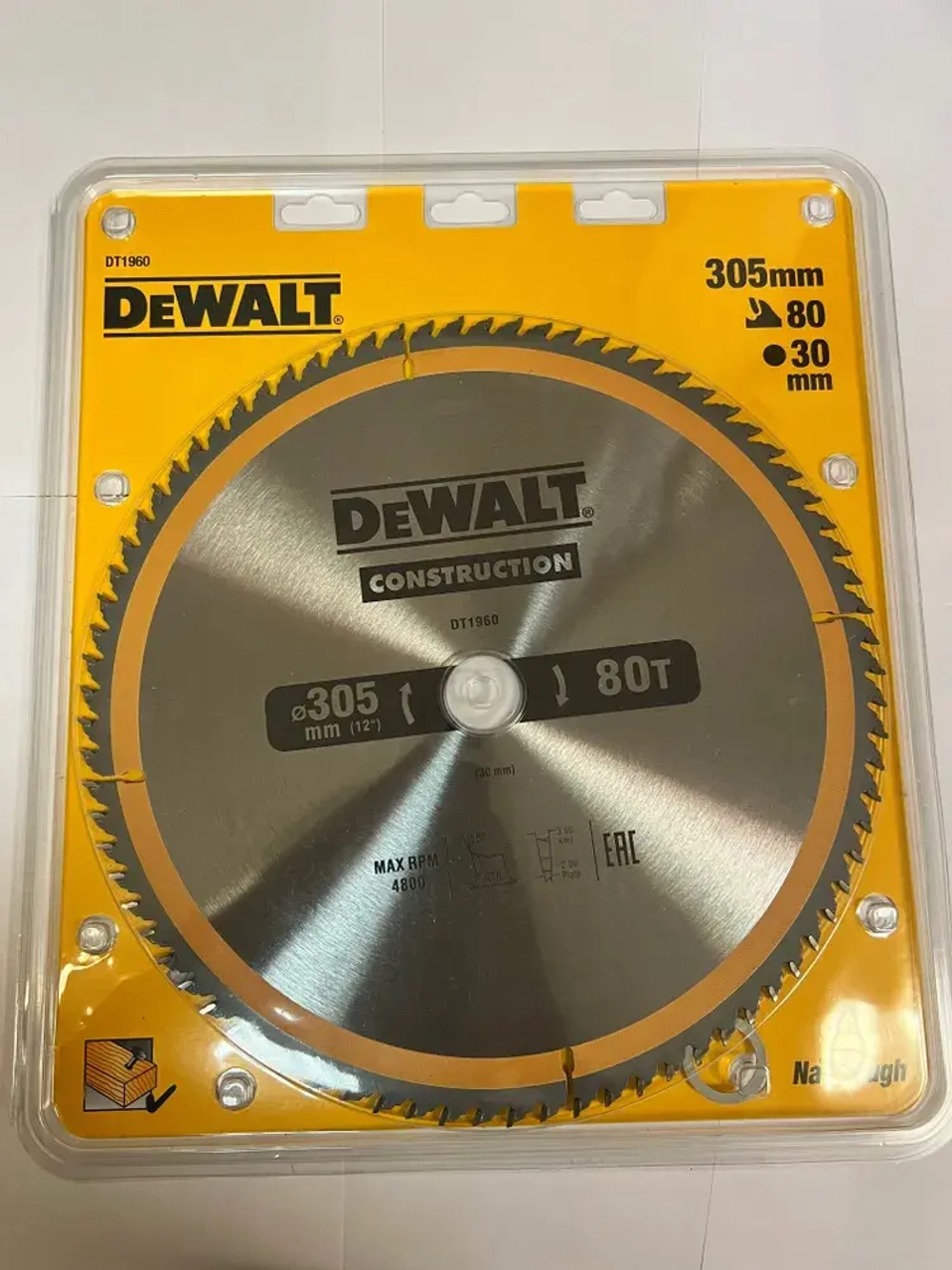 DEWALT CONSTRUCTION диск пильный по дереву 305*2.0*30*80 зубов