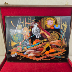 Панно Палех "Охота" с ручной росписью