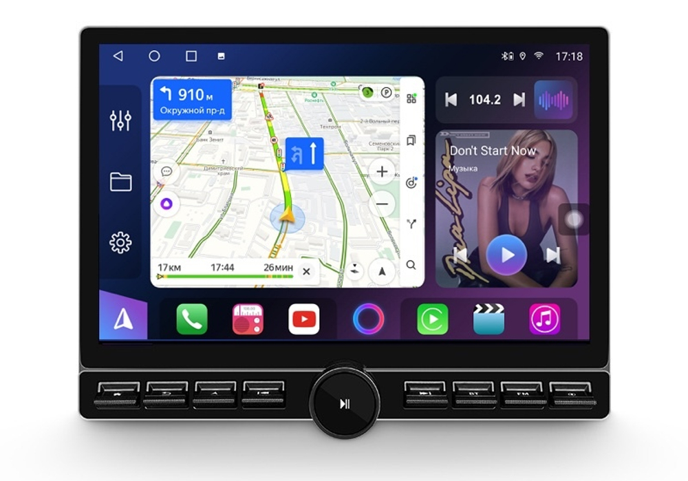 Магнитола с кнопками и крутилкой в рамку 9" или 10" - Farcar BM904 на Android 13, монитор 13" QLED+2K, CarPlay, 4G SIM-слот, 4/32ГБ
