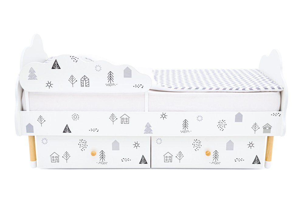 Детская кровать Бельмарко Stumpa Облако Домики ч/б