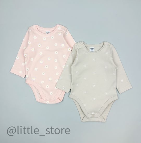 Комплект боди с длинным рукавом, Веточки/ромашки