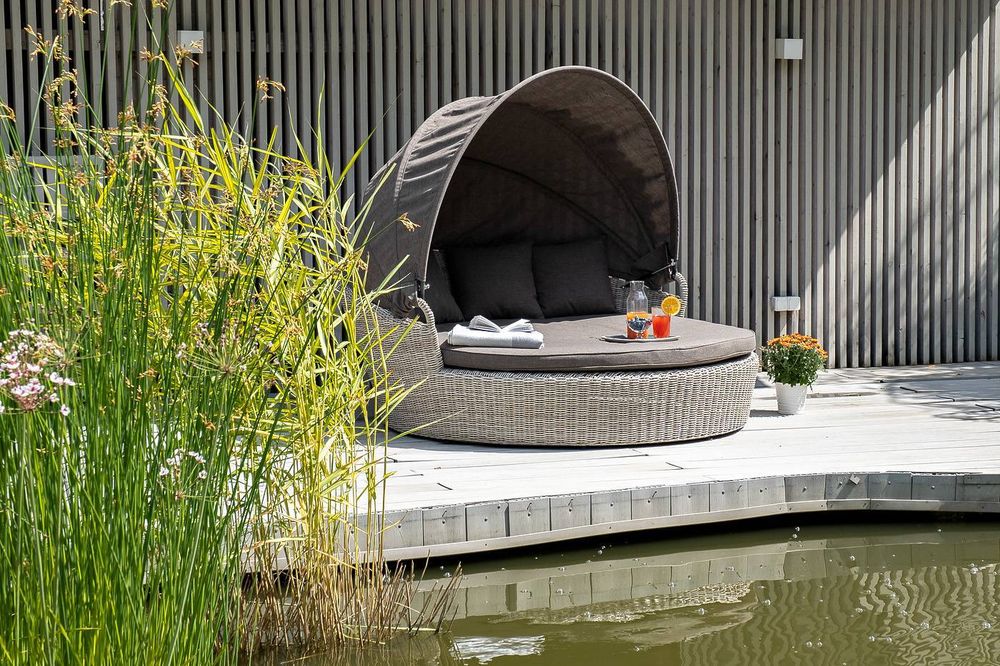 "Стильяно" плетеная кровать круглая, цвет бежевый