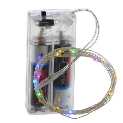 GAEM Электрогирлянда (20 разноцв LED, 1 реж свеч,серебр шнур, 1 W), L210 W0,1 H0,2 см, 2хАА