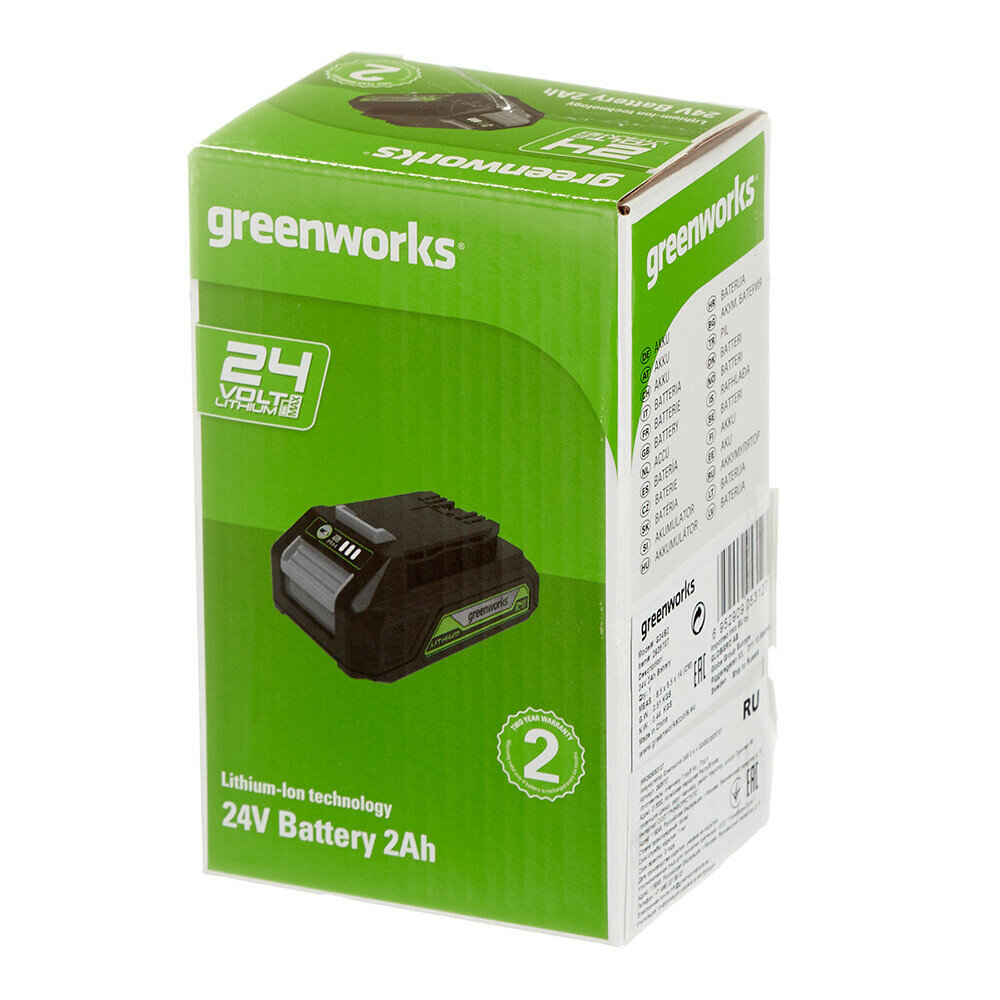 Аккумулятор GREENWORKS G24B2 24V,2 А.ч,LED индикатор,Li-ion (2926707)