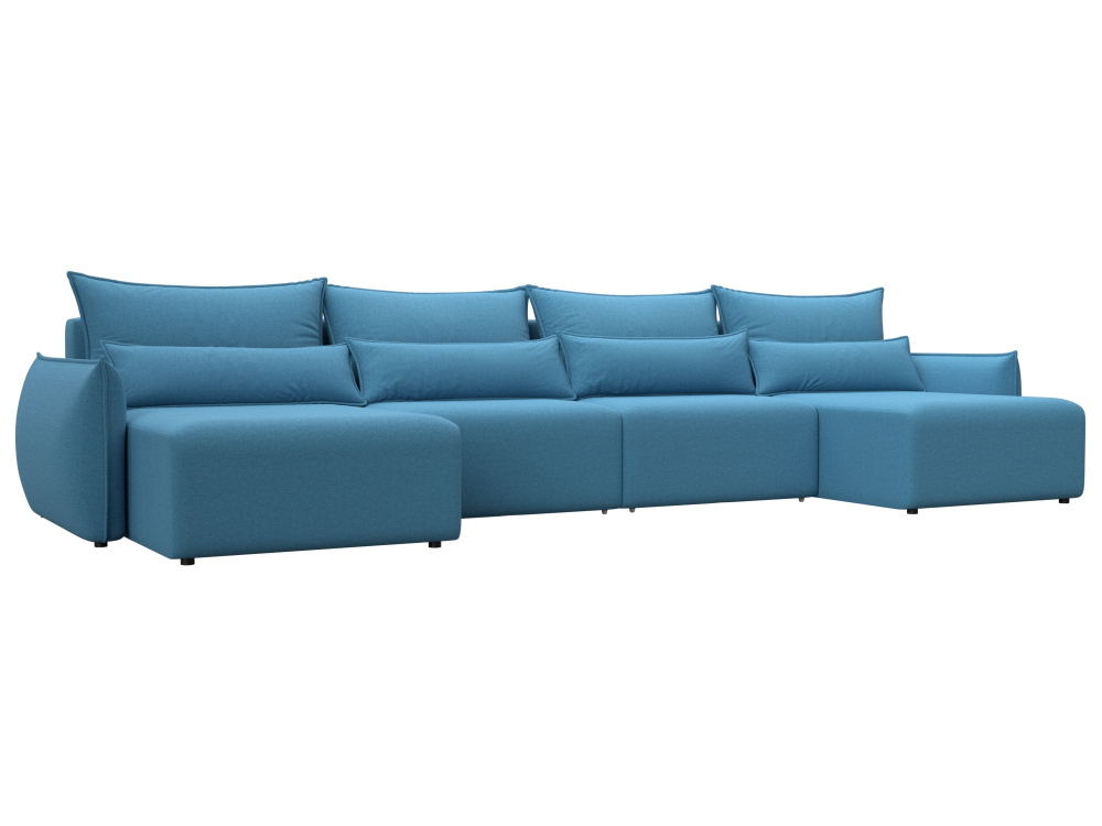 Диван П-образный Лига-051 НПБ Лонг РОГОЖКА Амур 10 голубой