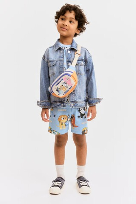 H&M Комплект из шортов и футболки с принтом, синий