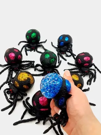 Игрушка антистресс "Паук" черный с блестками