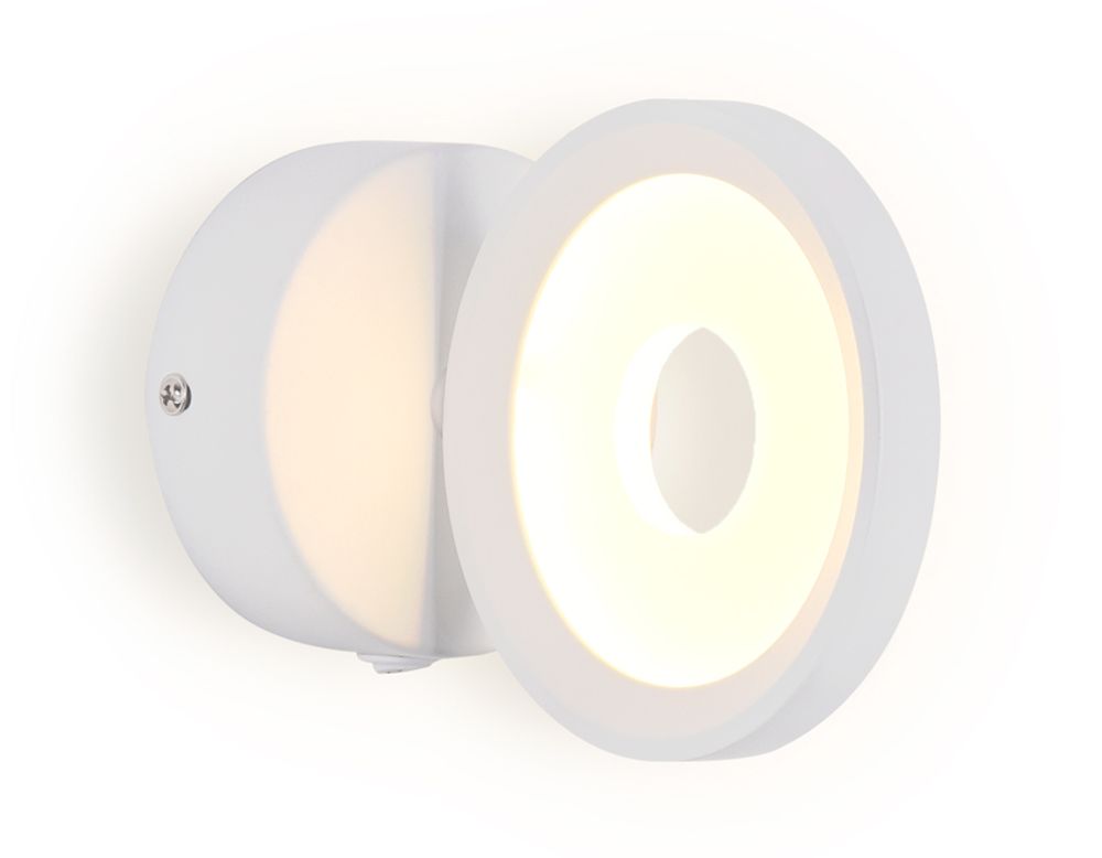 Настенный светодиодный светильник с выключателем FW198 WH белый LED 3000K 12W D130*190