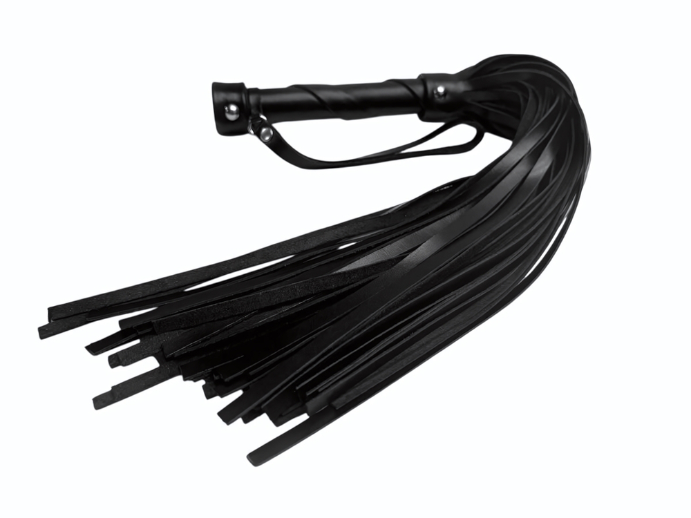 Черная кожаная плеть Gothic charm - 54 см. (Цвет: черный)