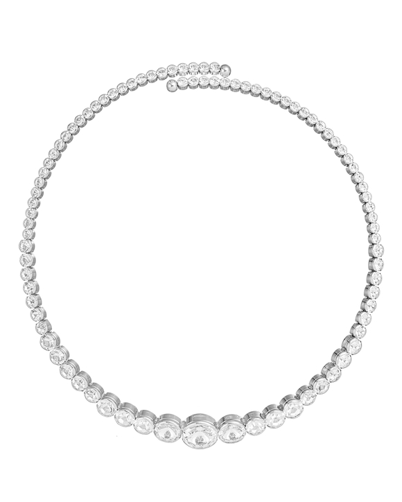 Колье чокер жесткая основа, крупные камни, серебро