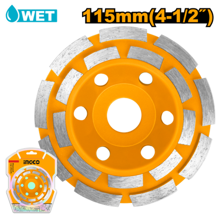 Чашка алмазная двухрядная INGCO CGW021151 115х22,2 мм