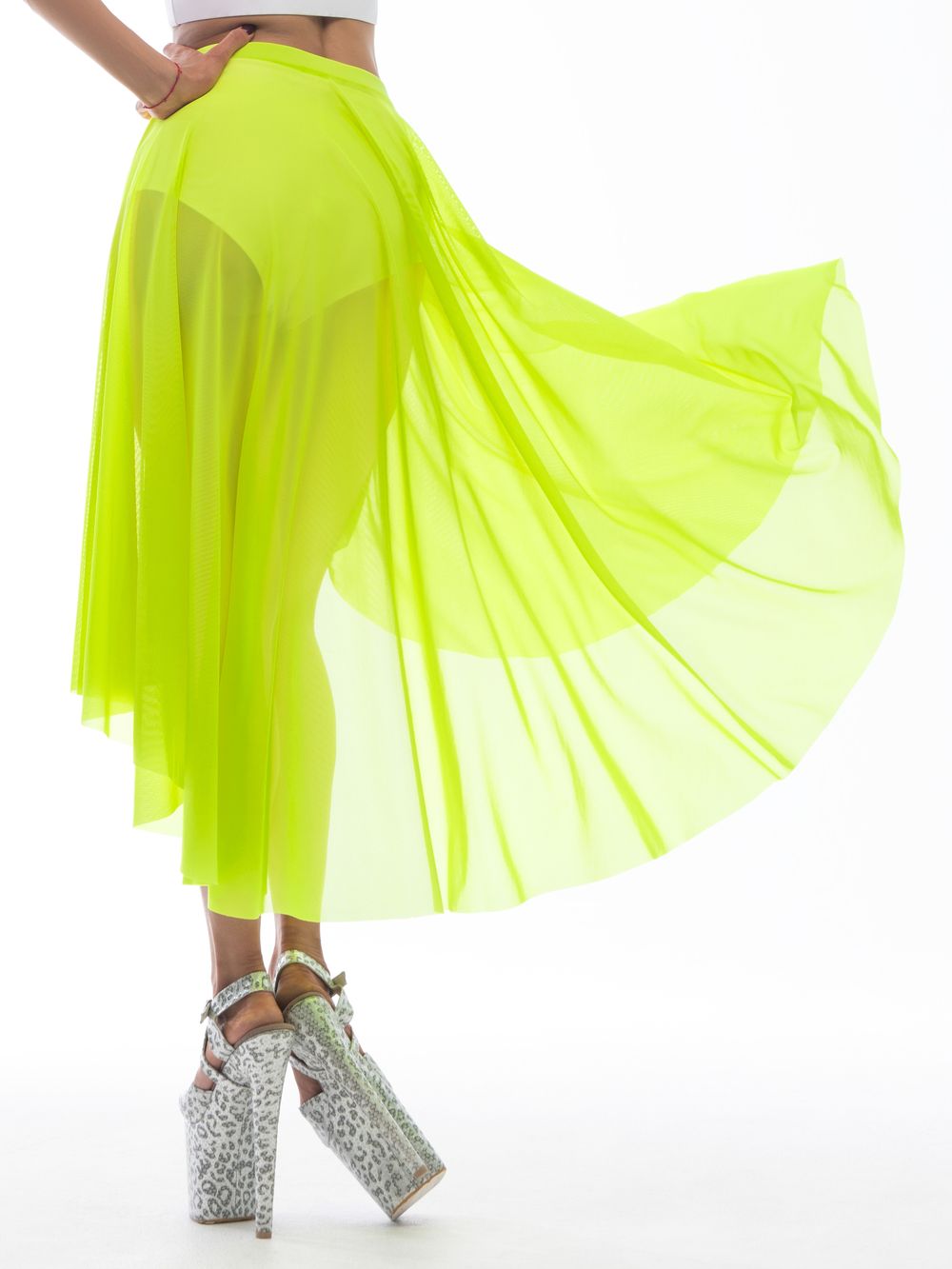Pareo Skirt Crystal, Lime mesh