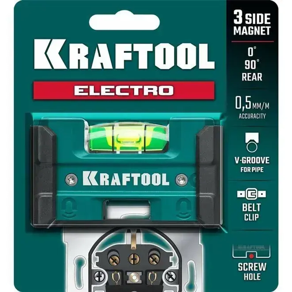 Магнитный уровень для розеток KRAFTOOL Electric 76 мм 34786