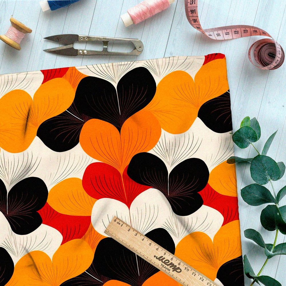 Ткань премиум шелк искусственный Армани фантазийный взгляд