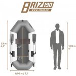 Надувная гребная лодка Тонар Бриз 190, с веслами, бело-серая