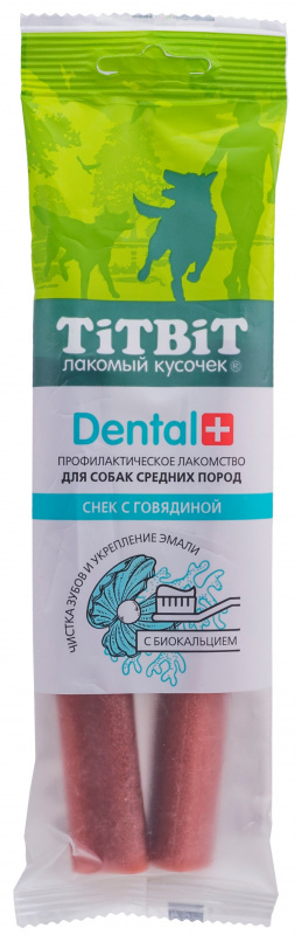 TitBit Снек Дентал+ с мясом индейки и с мятой для собак средних пород 85 гр.